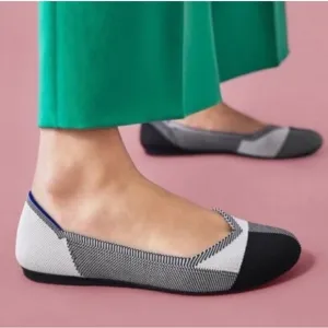 Rothy's the flat plaid black white size 8 slip on flats