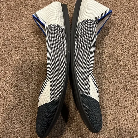 Rothy's the flat plaid black white size 8 slip on flats
