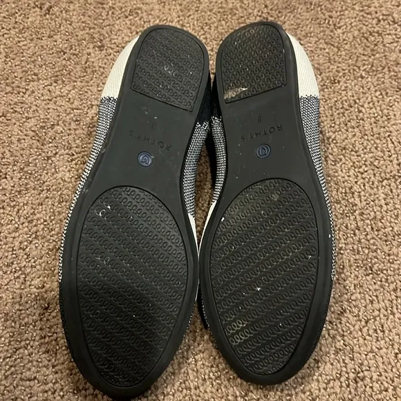 Rothy's the flat plaid black white size 8 slip on flats