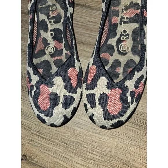 Rothy’s The Flat Womens Red Cat Retired Leopard Ballet Flats Size 6.5 Slip On