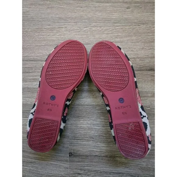 Rothy’s The Flat Womens Red Cat Retired Leopard Ballet Flats Size 6.5 Slip On