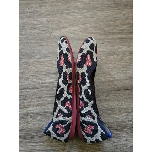 Rothy’s The Flat Womens Red Cat Retired Leopard Ballet Flats Size 6.5 Slip On