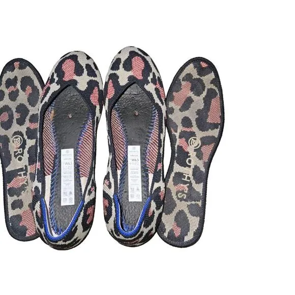 Rothy’s The Flat Womens Red Cat Retired Leopard Ballet Flats Size 6.5 Slip On