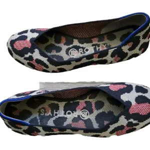 Rothy’s The Flat Womens Red Cat Retired Leopard Ballet Flats Size 6.5 Slip On