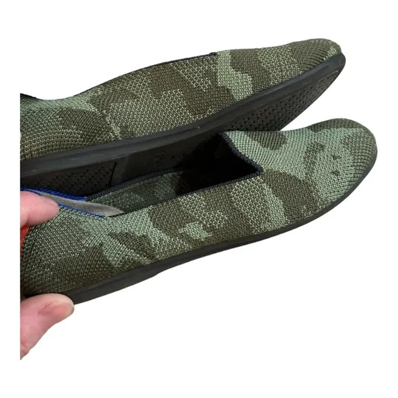 Rothys The Kids Loafer Classic Olive Camo Slip On Flats Shoes Size 12