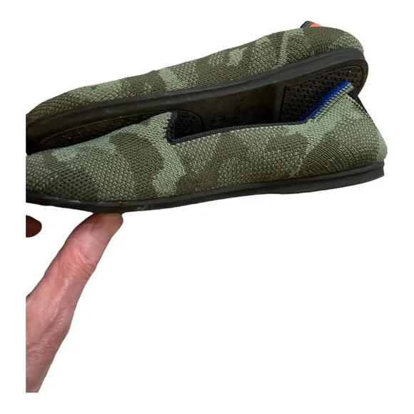 Rothys The Kids Loafer Classic Olive Camo Slip On Flats Shoes Size 12
