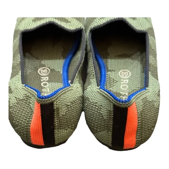 Rothys The Kids Loafer Classic Olive Camo Slip On Flats Shoes Size 12