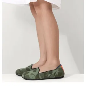 Rothys The Kids Loafer Classic Olive Camo Slip On Flats Shoes Size 12
