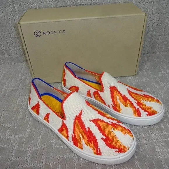 Rothy's The Kids Sneaker Flames Slip On Flats Shoes Kids Size 10-13-1-2