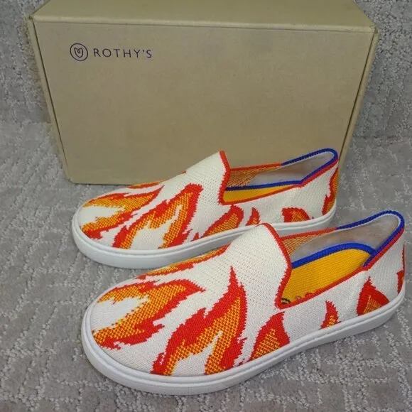 Rothy's The Kids Sneaker Flames Slip On Flats Shoes Kids Size 10-13-1-2