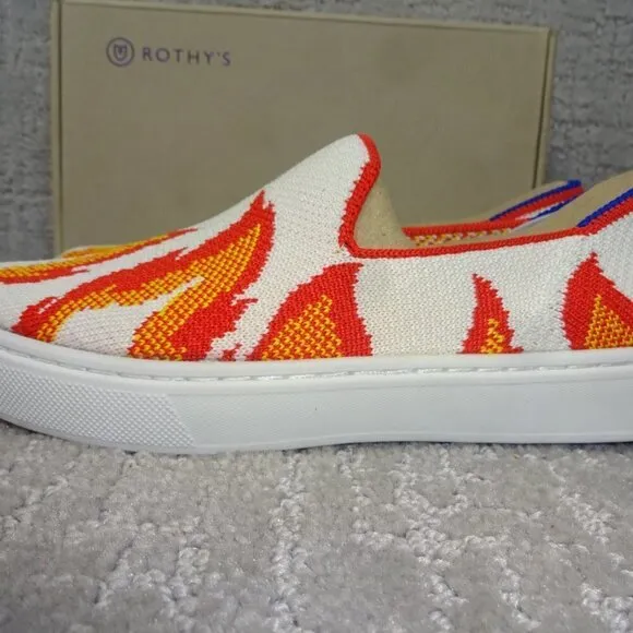 Rothy's The Kids Sneaker Flames Slip On Flats Shoes Kids Size 10-13-1-2