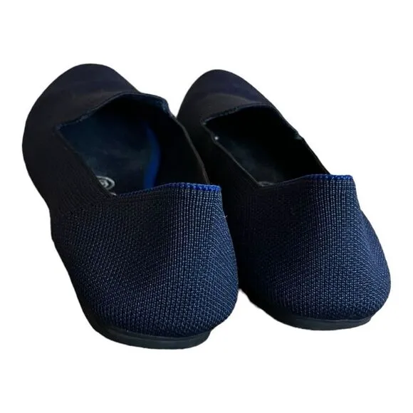 Rothy's The Loafer Classic Navy Knit Fabric Slip On Flats Women’s 7.7
