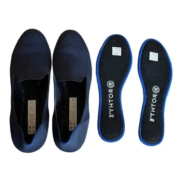 Rothy's The Loafer Classic Navy Knit Fabric Slip On Flats Women’s 7.7