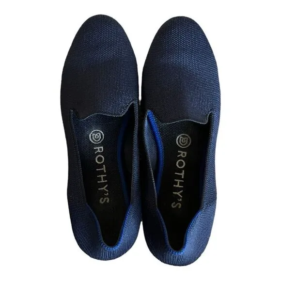 Rothy's The Loafer Classic Navy Knit Fabric Slip On Flats Women’s 7.7
