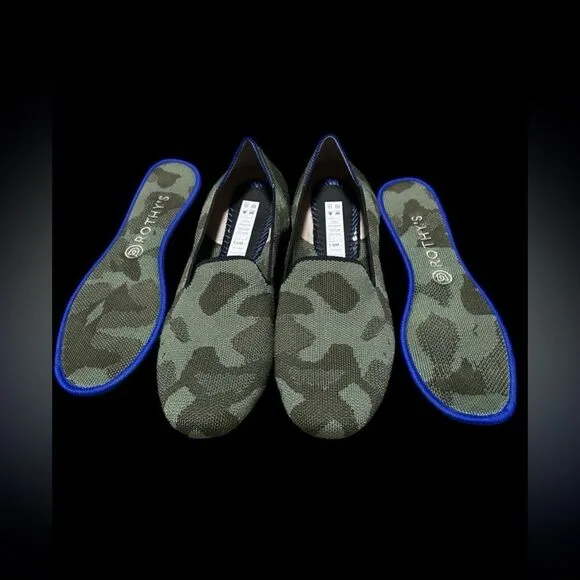 Rothy’s The Loafer Green Olive Camo Slip On Flats Size 9.5