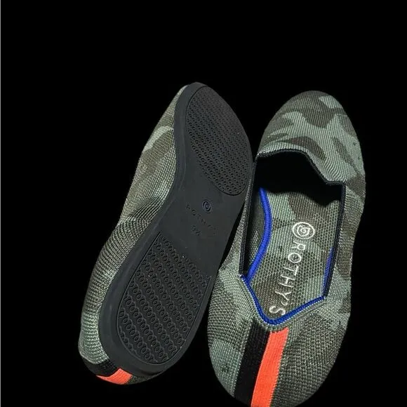 Rothy’s The Loafer Green Olive Camo Slip On Flats Size 9.5