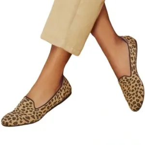 Rothy’s “The Loafer” Mocha Spot Leopard Cheetah Print Loafers Round Toe Size 7.5