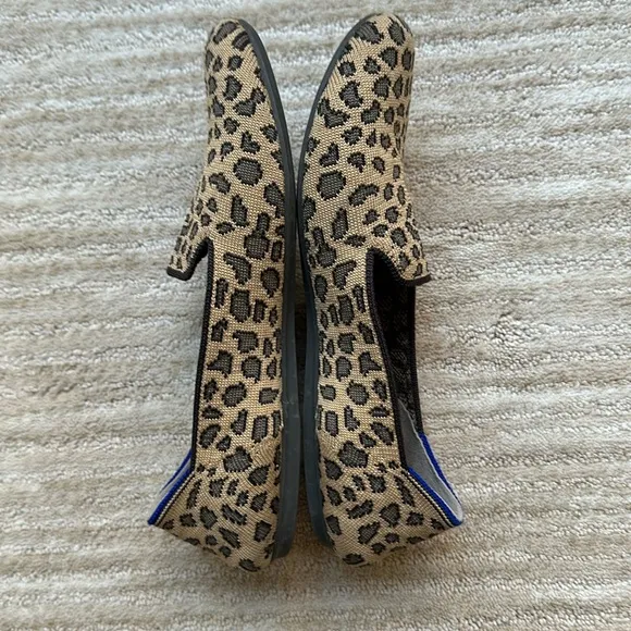 Rothy’s “The Loafer” Mocha Spot Leopard Cheetah Print Loafers Round Toe Size 7.5