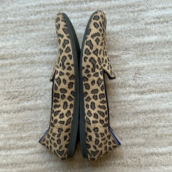 Rothy’s “The Loafer” Mocha Spot Leopard Cheetah Print Loafers Round Toe Size 7.5