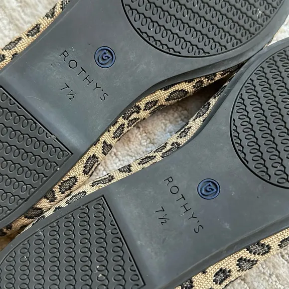 Rothy’s “The Loafer” Mocha Spot Leopard Cheetah Print Loafers Round Toe Size 7.5