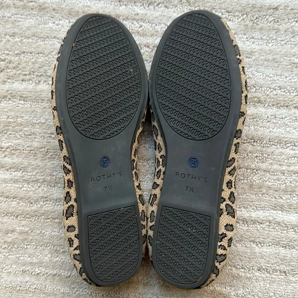 Rothy’s “The Loafer” Mocha Spot Leopard Cheetah Print Loafers Round Toe Size 7.5