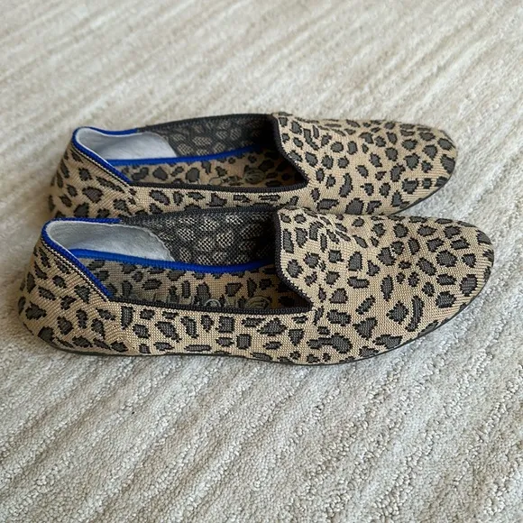 Rothy’s “The Loafer” Mocha Spot Leopard Cheetah Print Loafers Round Toe Size 7.5