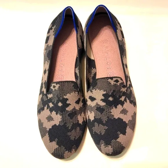 ROTHY'S The Loafer Olive Camo Green Flat Dress Shoes Round Toe Woman Size 9.5