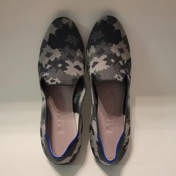 ROTHY'S The Loafer Olive Camo Green Flat Dress Shoes Round Toe Woman Size 9.5