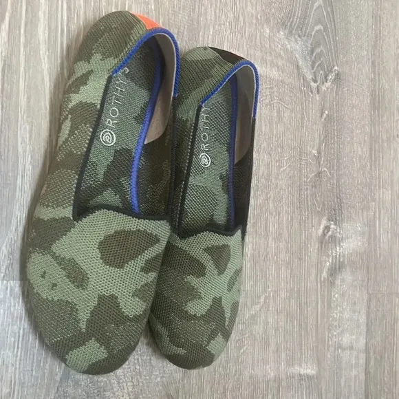 Rothy's The Loafer Olive Camo Printed Knit Fabric Slip On Flats kids size 4