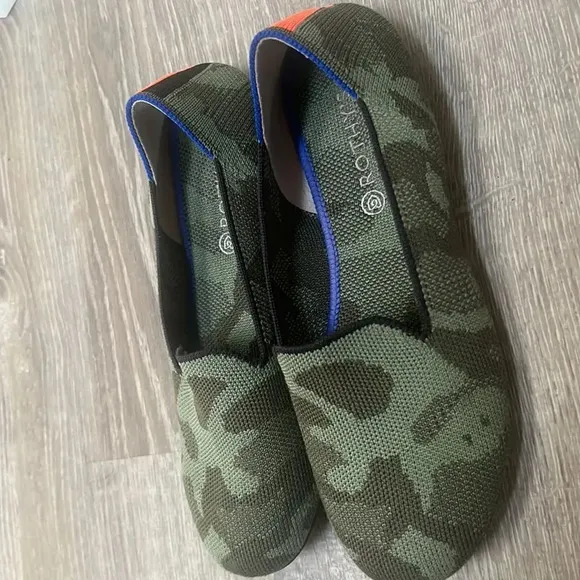 Rothy's The Loafer Olive Camo Printed Knit Fabric Slip On Flats kids size 4