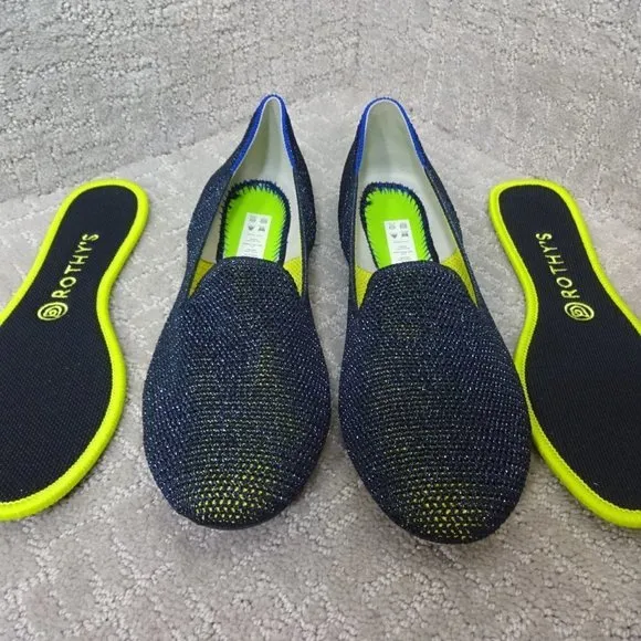 Rothy's The Loafer Women's Size 9 US Metallic Lattice Stitch Slip On Flats Shoe