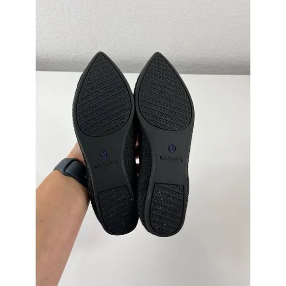 Rothy's The Point Black Honeycomb Knit Flats *NO SIZE NO INSOLES* Size 5.5 READ