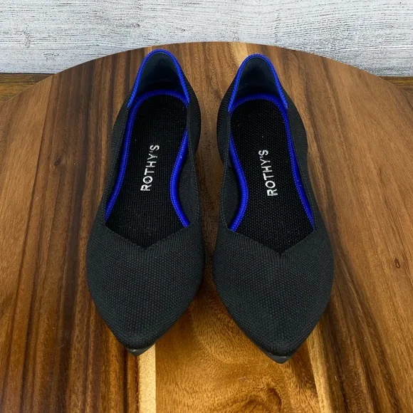 Rothy’s The Point Black Solid Slip On Flats Women’s Shoe Size 7