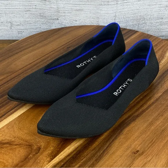 Rothy’s The Point Black Solid Slip On Flats Women’s Shoe Size 7