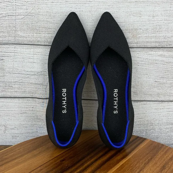 Rothy’s The Point Black Solid Slip On Flats Women’s Shoe Size 7
