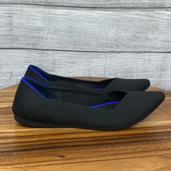 Rothy’s The Point Black Solid Slip On Flats Women’s Shoe Size 7