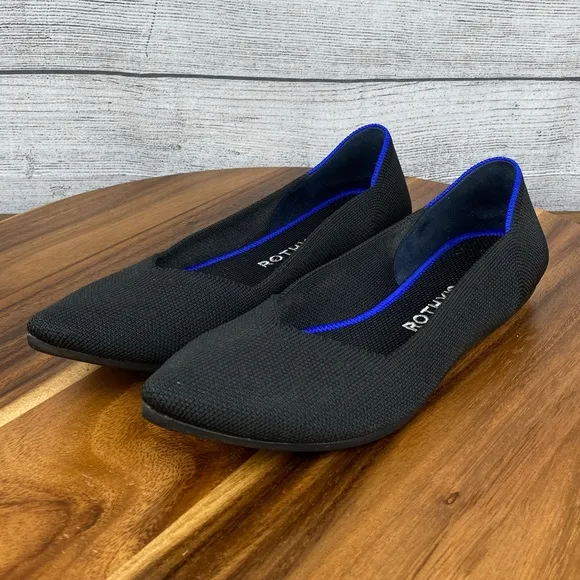 Rothy’s The Point Black Solid Slip On Flats Women’s Shoe Size 7