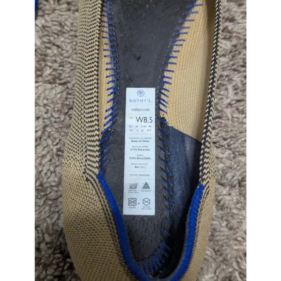 ROTHYS The Point Dune Captoe Flats Retired Womens 8.5 Cap Toe Stretch Shoes Tan
