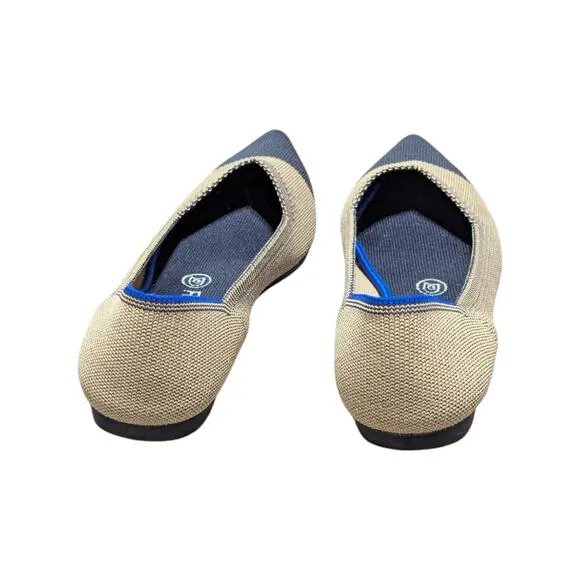 ROTHYS The Point Dune Captoe Flats Retired Womens 8.5 Cap Toe Stretch Shoes Tan