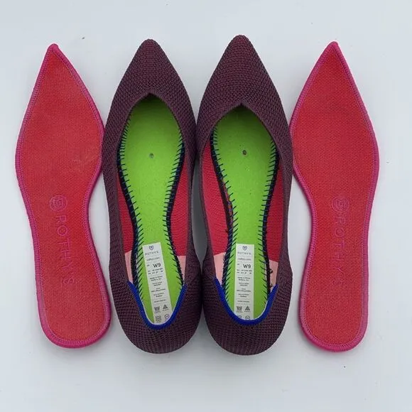 Rothy’s The Point in berry plumb purple lattice excellent used condition woman 9