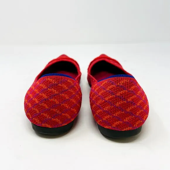 Rothy's The Point Pomegranate Grid Size 6 Slip On Ballet Flats Pink Orange