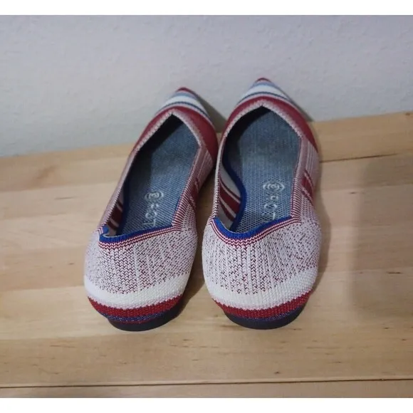 ROTHYS The Point Red Stripe Varsity Slip On Ballet Flats Shoes Women's Size 8