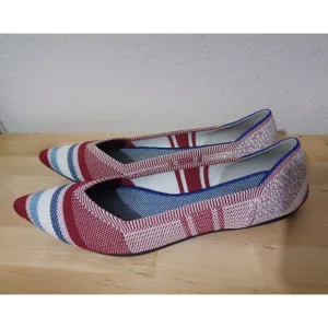 ROTHYS The Point Red Stripe Varsity Slip On Ballet Flats Shoes Women's Size 8