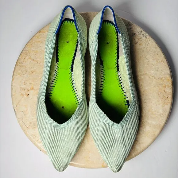 Rothy's The Point Women's Sz 8 Mint Green Slip-on Flats Ballet‎