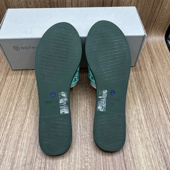 Rothy's The Slide Size US 8.5 Aqua Camo Spot Slip On Flats Sandal RETIRED New