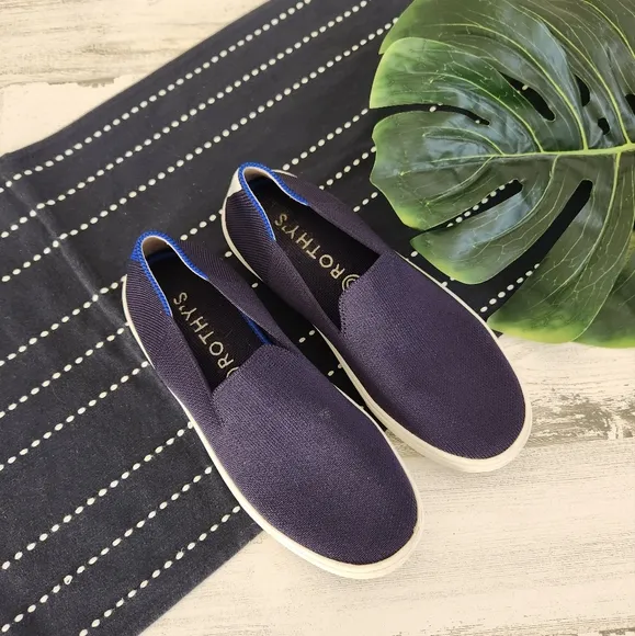 Rothys The Slip On Sneaker Flats Navy Blue Size 6