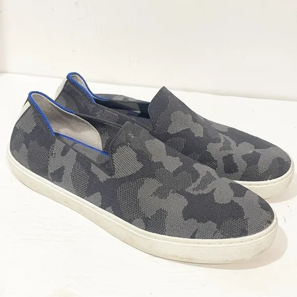 ROTHY'S 'The Sneaker' Size 10.5 Black &amp; Gray Camo Knit Slip On Flats