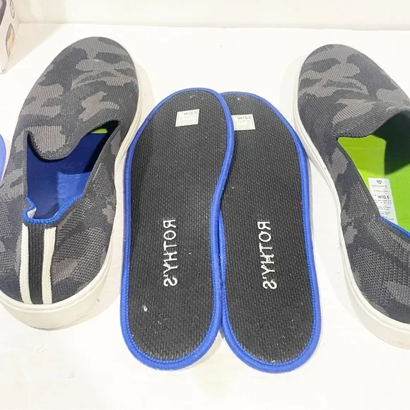 ROTHY'S 'The Sneaker' Size 10.5 Black &amp; Gray Camo Knit Slip On Flats