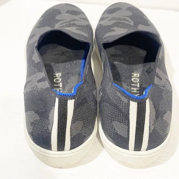 ROTHY'S 'The Sneaker' Size 10.5 Black &amp; Gray Camo Knit Slip On Flats