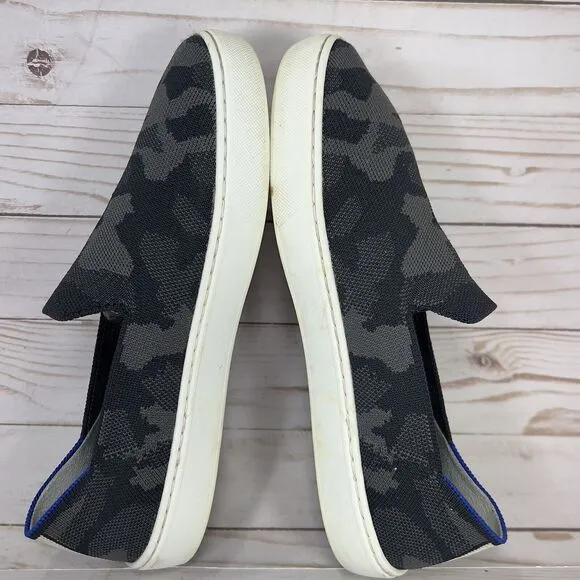 Rothy’s The Sneaker Slip On Womens Size 8.5 Black Gray Camo Casual Flats